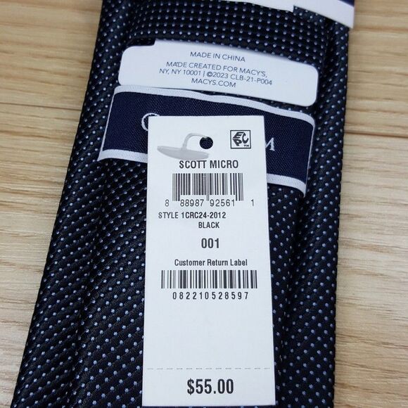 CLUB ROOM Mens Neck Tie Black Micro Dot Classic Business Workwear - Picture 3 of 6